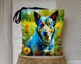 Blue Heeler Canvas Tote Bag Queensland Heeler Gifts Australian Cattle Dog Tote Gift for Dog Owners Blue Heeler Mama Queensland Heeler Lover