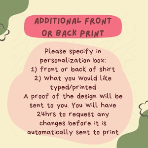 UPGRADE Custom Additional Back or Front Print