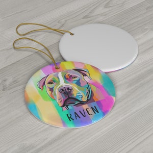 Personalized Pitbull Ceramic Ornament Dog Name Ornament Custom Dog Christmas Ornament Pitbull Mom Gift Pitbull Dad American Pitbull Terrier image 2