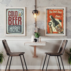 Eclectic Bar Art Gallery Wall Set of 7 Beer Alcohol Art Prints Bar Cart Art Set Dining Room Decor Beer Poster Bar Poster