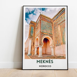 Mapa da cidade de Meknes, Marrocos: Impressão em aquarela, arte de parede marroquina (download digital)