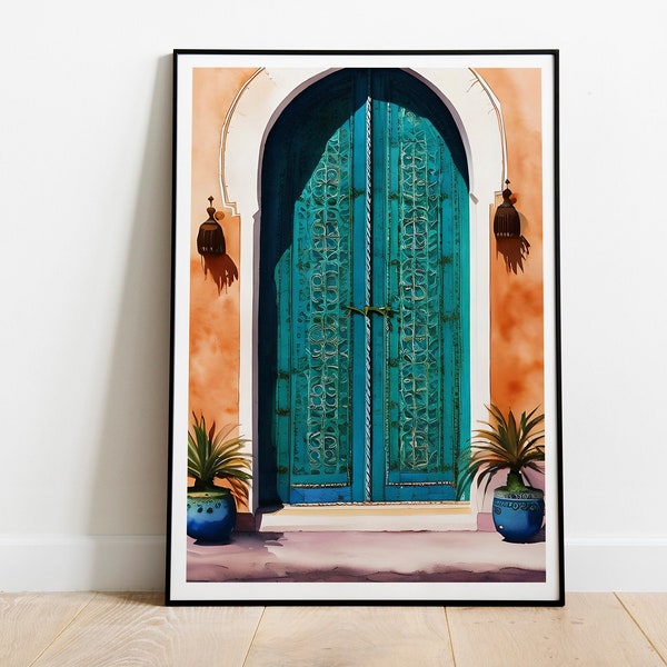 Set of 2 Moroccan door prints, boho digital art print - oriental bohemian print, Instant Download