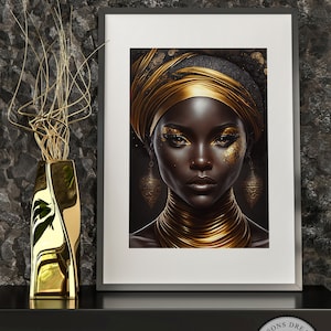 Black Woman Gold , African Woman , Black Women Wall Art | African American art , Black and gold wall art , Digital Download