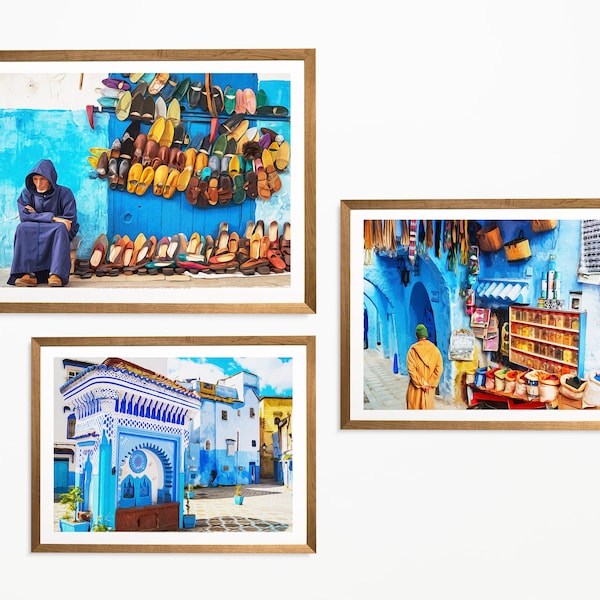 Chefchaouen Poster, Morocco Poster, Chefchaouen Print, Cityscape Painting, Travel Posters, Travel Gifts, Illustration Art, Wall Hanging