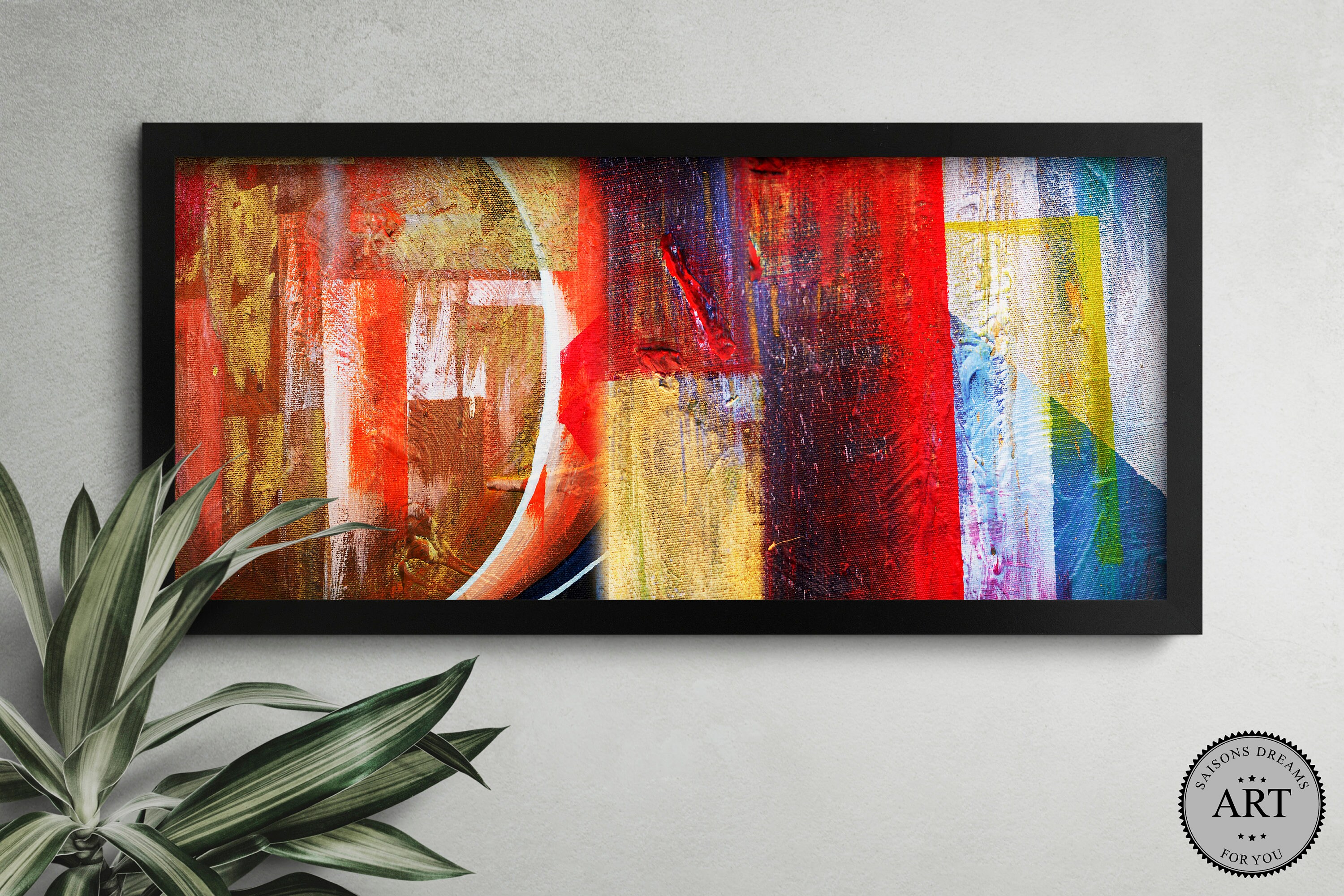 Red Blue Wall Art Red Canvas Blue Wall Art Abstract Wall Art Etsy