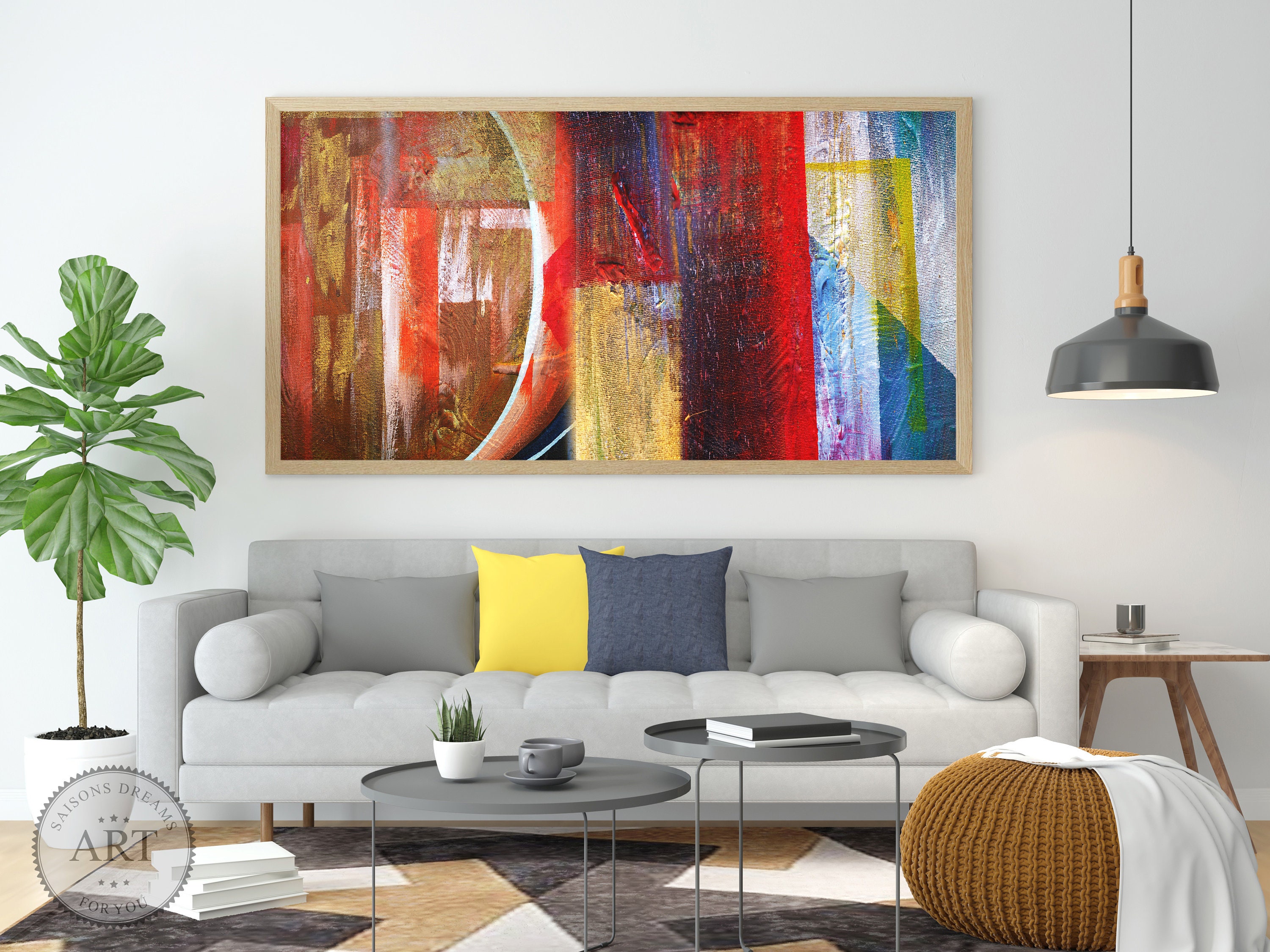 Red Blue Wall Art Red Canvas Blue Wall Art Abstract Wall Art Etsy