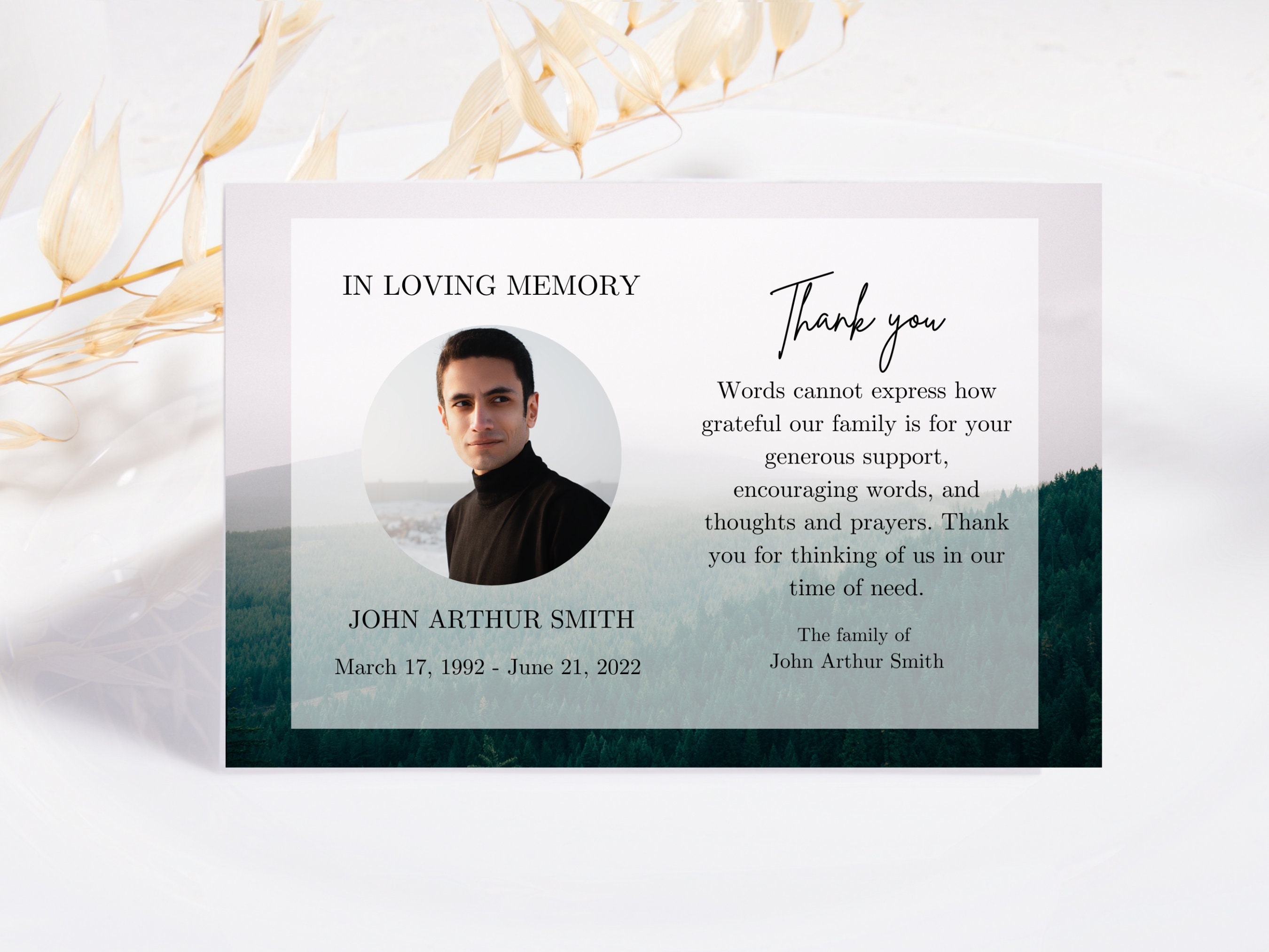 Funeral Thank You Card Template | Thank You Notes | Mountain Funeral ...