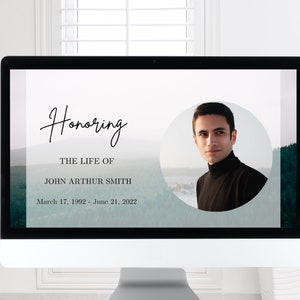 Forest Funeral Photo Slideshow Template for men Memorial Video Celebration of Life Presentation Canva Funeral Photo tribute In Loving Memory