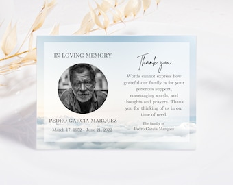 Funeral Thank You Card Template | Thank You Notes | Sky Funeral Templates | Heaven Memorial Templates | Celebration of Life Templates