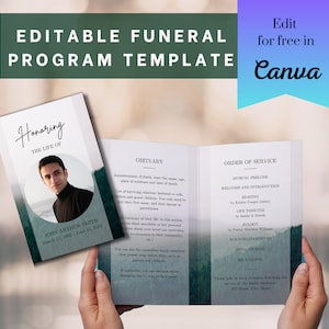 Funeral program template | Memorial service program template | Mountain Funeral templates Heaven | Celebration of Life | Forest Funeral
