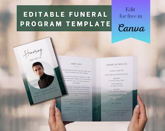 Funeral program template | Memorial service program template | Mountain Funeral templates Heaven | Celebration of Life | Forest Funeral