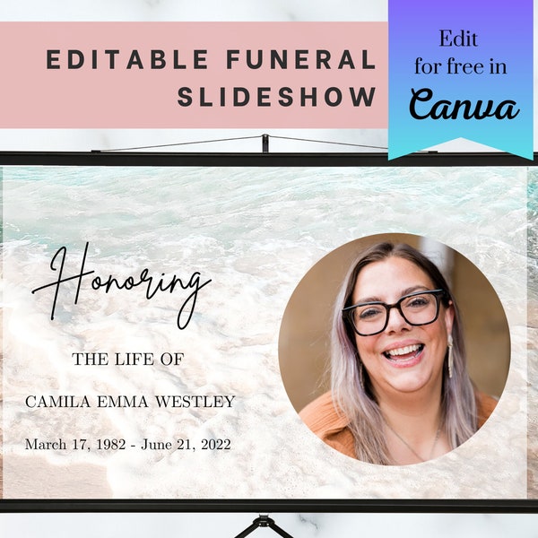 Funeral Photo Slideshow Template | Funeral Slideshow Template Male and Female | Beach Funeral Slideshow | Ocean Memorial Slideshow Template