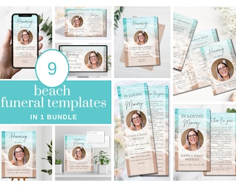Beach Funeral Bundle | Celebration of Life Package | Memorial Service Set | In Loving Memory Bundle | Sand Funeral templates