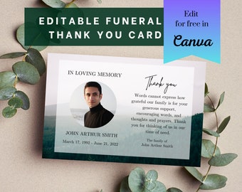 Funeral Thank You Card Template | Thank You Notes | Mountain Funeral Templates | Forest Memorial Templates | Celebration of Life Templates