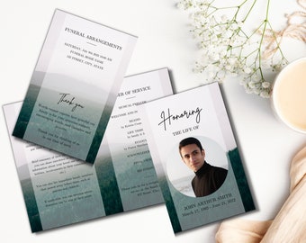 Funeral program template | Memorial service program template | Mountain Funeral templates Heaven | Celebration of Life | Forest Funeral