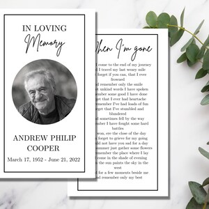 Funeral Prayer Card Template | Memorial Prayer Card Template | Celebration of Life Prayer Card | Minimalist Funeral Prayer Card Template