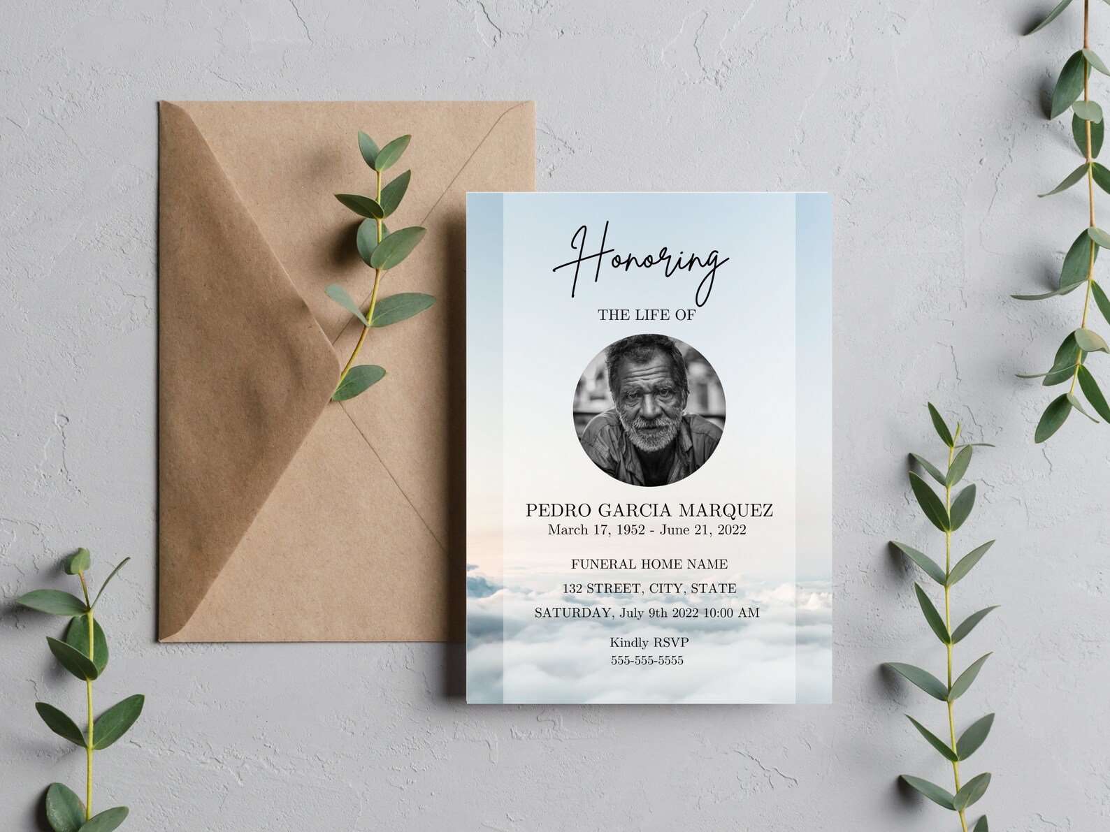 Funeral Invitation Template | Funeral Announcement Template | Memorial