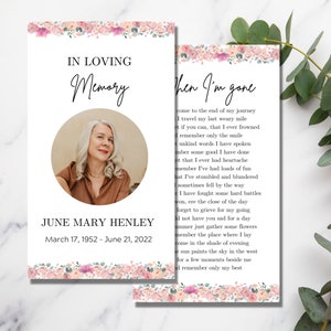Rosa Rosen Beerdigung Gebetskarte Vorlage Canva Gedenkkarte Blumen Beerdigung Andenken Feier des Lebens Gebetskarte Funeral Favors