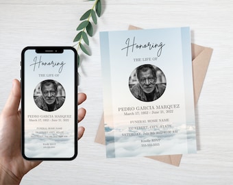 Sky Funeral Invitation Template: Memorial Service Evite (5x7 in)