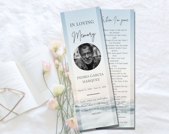 Heaven Funeral Bookmark Template Clouds Canva Memorial Bookmark Sky Printable Funeral Keepsake In Loving Memory Celebration of Life Favor
