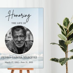 Funeral Welcome Sign Template | Funeral Reception Sign | Celebration of Life Poster | Sky Obituary Poster | Heaven Memorial Sign