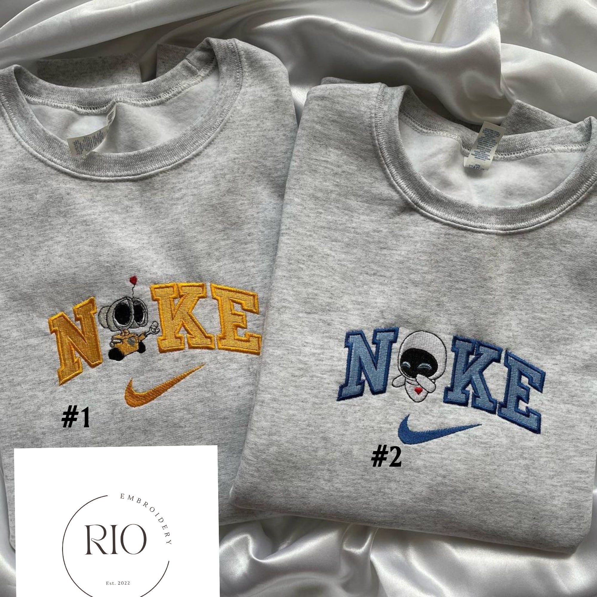 Wall-E and Eve Embroidered Crewneck Sweatshirt