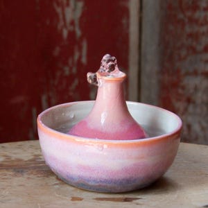 Ceramic Tabletop Fountain | Handmade Pottery Water Fountain | Zen Home Decor, Pink & Purple Glaze