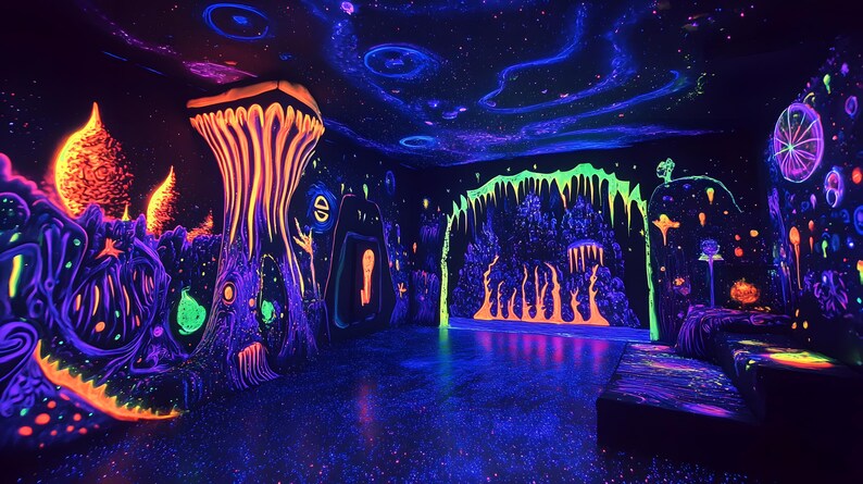 Neon Cosmos Lounge Psychedelic Room Blacklight Fantasy Poster - Etsy