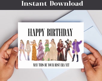 Eras Tour Birthday Card Happy T Swift Eras Tour - PNG Instant Download Printable Card