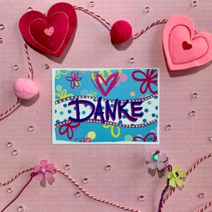 Postkarte DANKE: bunte Dankeskarte, Dankeschön, Geschenk