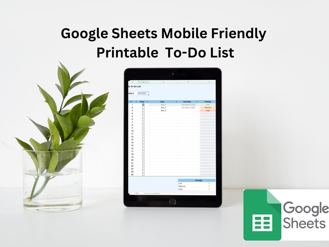 Todo List Google Sheets Printable Mobile Friendly Digital Download Etsy