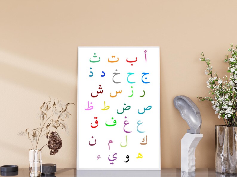 Colorful Arabic Alphabet Poster: A4 Printable for Kids (digital ...