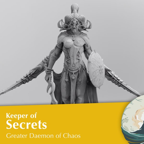 Keeper of Secrets Größerer Chaos Dämon 3D Druck Miniatur für Tabletop und Rollenspiel, Demon, Warhammer 40k, D&D, Fantasy, Sci-Fi