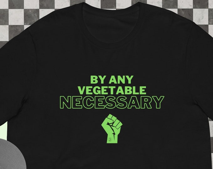 Featured listing image: Vegan Shirt for Plant Lovers - Funny Vegan Shirt - Vegetarian Clothing - Veggie Lover Shirt - By Any Vegetable Necessary