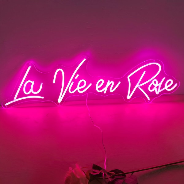 La Vie En Rose Néon, Enseigne Lumineuse LED Personnalisée Pour Chambre À Coucher, Art Mural, Décoration De Fête De Mariage, Cadeau Personnalisé