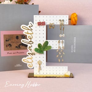 Soporte para pendientes personalizado, exhibición de pendientes personalizada, organizador de joyas de acrílico, regalo para mamá, hija, mejor amiga, regalo de cumpleaños, regalos de Navidad