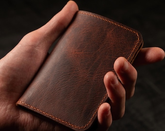 Personalized Leather Bifold Wallet, Slim Front Pocket Wallet