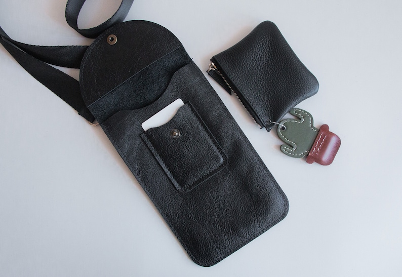Minimalistische Leder-Handytasche Leder-Umhängetasche für iPhone 14 Pro Smartphone-Tasche einfache Leder-Umhängetasche Bild 8