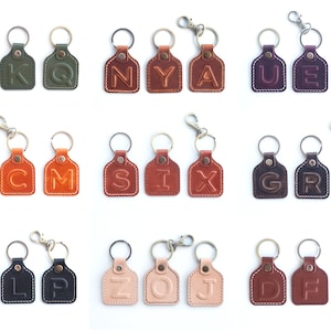 Personalized Leather Keychain, Intial Bag Charm, Initial Keychain, Alphabet Key Ring, Gift For Her, Valentine&#39;s Day Gift, Couple Gift