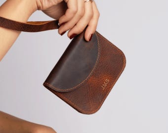 Cartera pequeña de cuero para mujer - Cartera de mujer - Cartera artesanal para dama - Cartera de diseñador - Mini monedero de cuero, regalo para el Día de la Madre