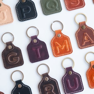 Personalized Initial Keychain, Custom Leather Key Fob, Alphabet Key Ring, Leather Bag Charm, Unique Gift, Mother&#39;s Day Gift