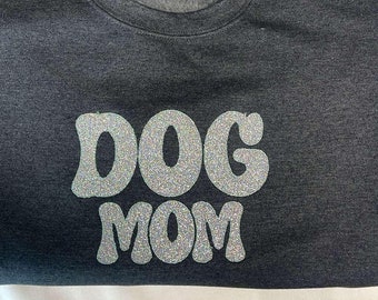 Retro Dog Mom Glitter Embroidery Sweatshirt!