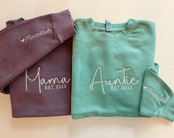 Custom Title + Date Center Chest Sweatshirt  - Embroidery