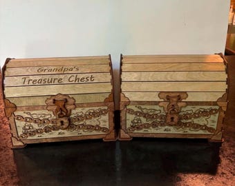 Personalized Treasure Chest for Kids | Custom Wooden Keepsake Box | Grandchild Birthday Gift | Memory Box | Pirate Treasure Chest