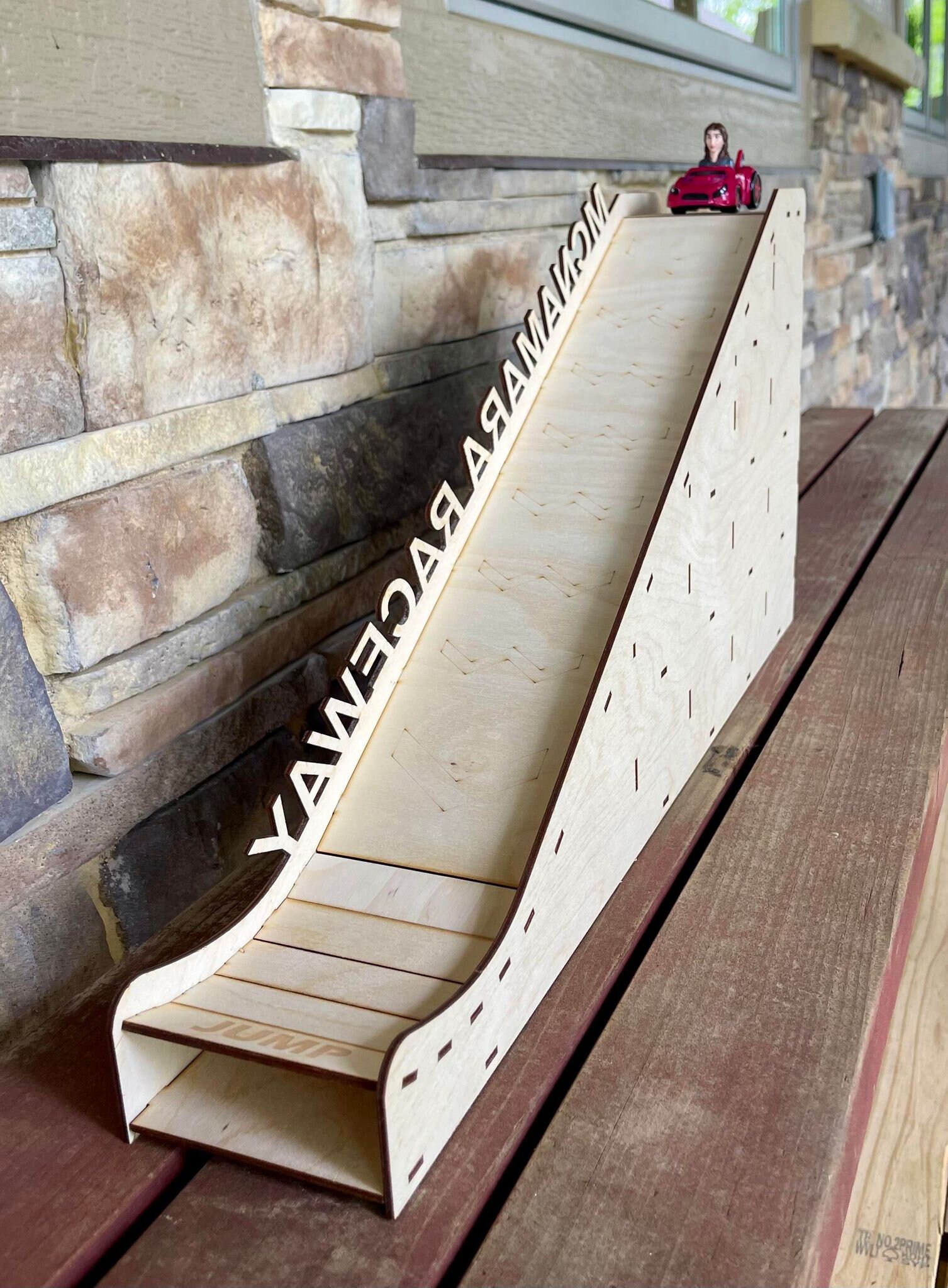 Personalized Toy Car Ramp for Kids | Wooden Car Racetrack Storage ...