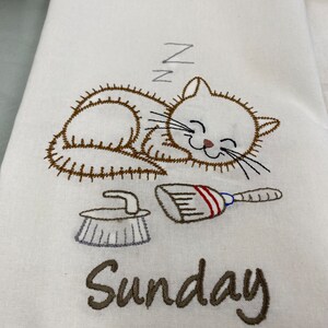 Chore Animals Days of the Week Flour Sack Tea Towels Set of 7, Vintage Embroidered Kitchen Dish Towels, Farmhouse Gift image 8