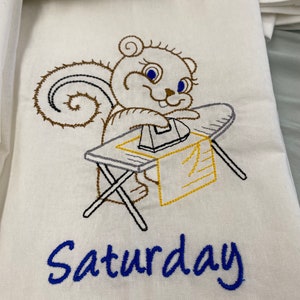 Chore Animals Days of the Week Flour Sack Tea Towels Set of 7, Vintage Embroidered Kitchen Dish Towels, Farmhouse Gift image 7