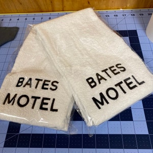 Bates Motel Guest Hand Towel Machine embroidered, single hand towel, Novelty Towel
