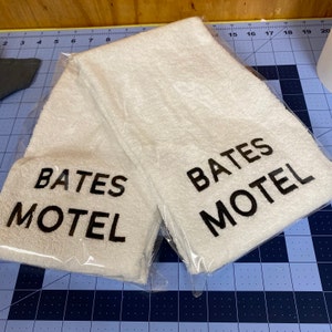 Bates Motel Guest Hand Towel Machine embroidered, single hand towel or bath towel,  Novelty Towel