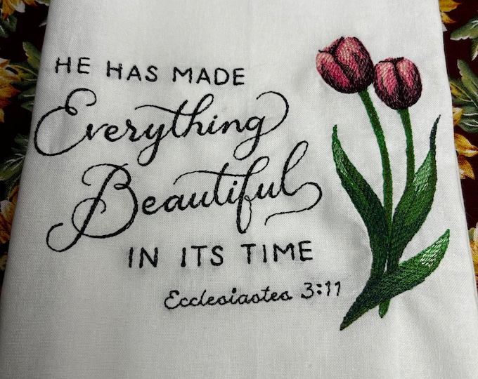 Tulip Scripture Machine Embroidered Flour Sack Tea Towels, Dish Towels ...